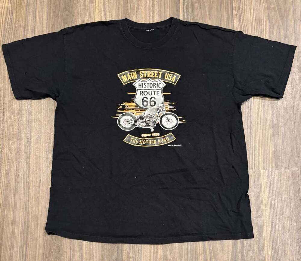 Route 66 Historic Route 66 The Mother Road Motorcycle T-Shirt Black